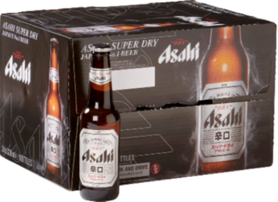 Asahi bier doos met 24 flesjes van 33cl